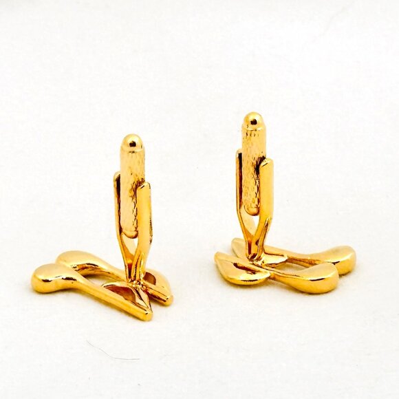 Deluxe Partial Music Note Cufflink & Tie Clip Set Gold/Silver - Picture 7 of 11